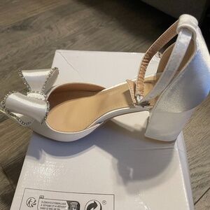 White Satin High Heels